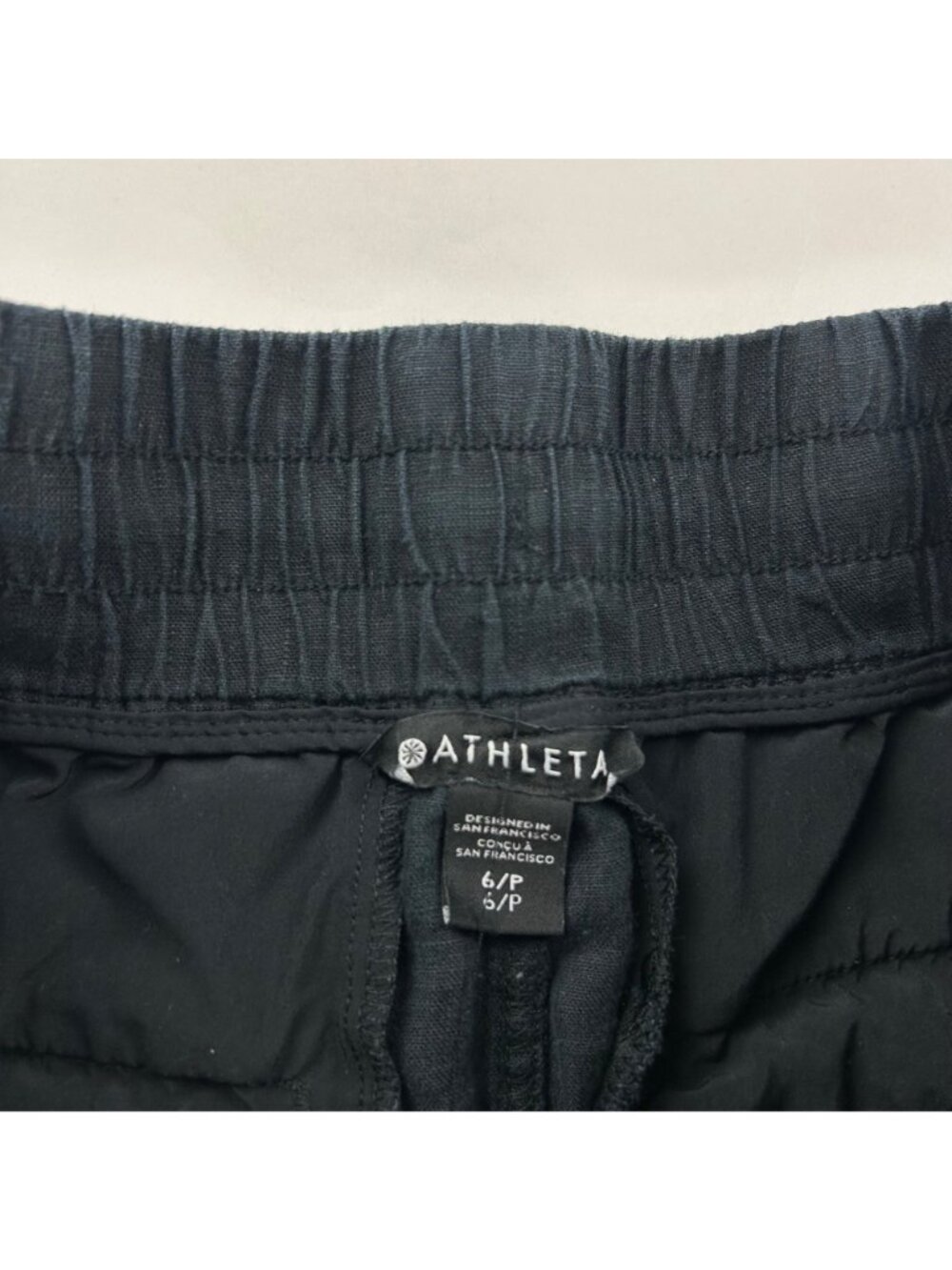 PETITE Athleta Black Linen Cabo Wide Leg Lounge Pant 6P - Picture 3 of 6